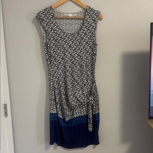 Max Studio Navy and White Midi Dress